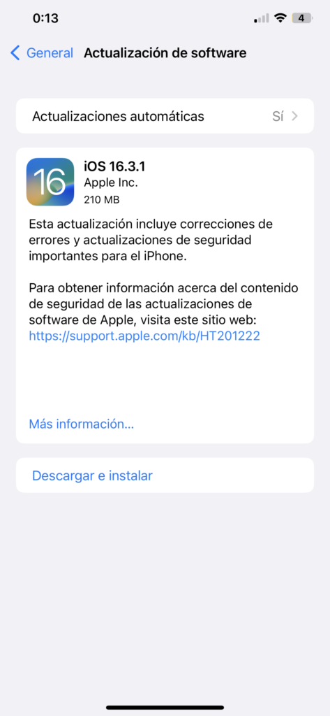 Ios 16. 3. 1 actualizacion