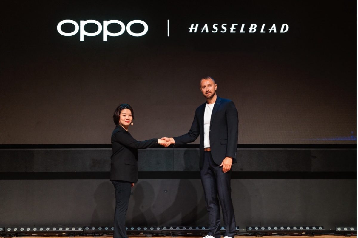 Olivella Liu, directora global de marca de OPPO, y Bronius Rudnickas, gerente de marketing global de Hasselblad